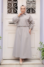 Modest Grey Skirted Dual Suit 4458GR - 2