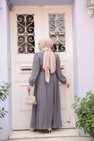 Modest Grey Summer Dress 19044GR - 4