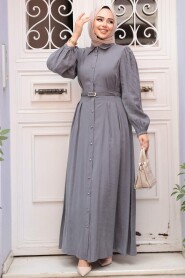 Modest Grey Summer Dress 19044GR - 2