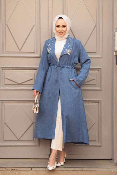 Modest İndigo Blue Coat 6714IM - NEVA STYLE