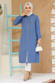 Modest İndigo Blue Coat 70792IM - 3