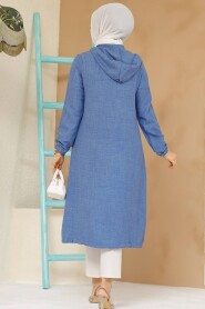 Modest İndigo Blue Coat 70792IM - 4