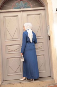Modest İndigo Blue Dual Suit Dress 44651IM - 4