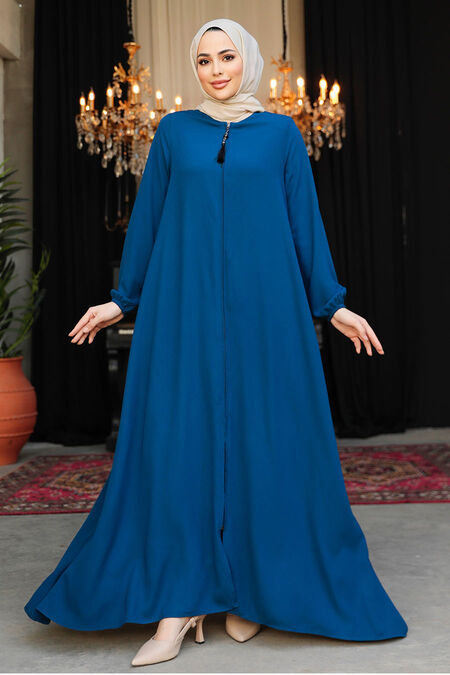 Modest İndigo Blue Dubai Abaya 26301IM - NEVA STYLE