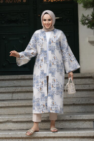 Modest İndigo Blue Kimono 32121IM - 1