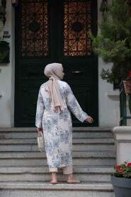 Modest İndigo Blue Kimono 32121IM - 4