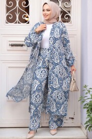 Modest İndigo Blue Kimono Dual Suit 12884IM - 2
