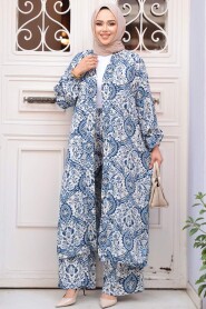 Modest İndigo Blue Kimono Dual Suit 12884IM - 3