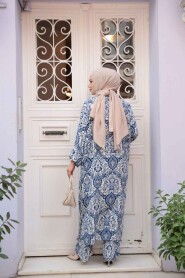 Modest İndigo Blue Kimono Dual Suit 12884IM - 5