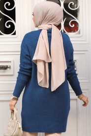 Modest İndigo Blue Knitwear Jumper 20061IM - 5