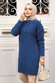 Modest İndigo Blue Knitwear Jumper 20061IM - 2