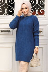 Modest İndigo Blue Knitwear Jumper 20061IM - 1