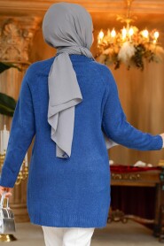 Modest İndigo Blue Knitwear Jumper Top 20076IM - 2