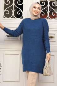 Modest İndigo Blue Knitwear Top 20085IM - 2