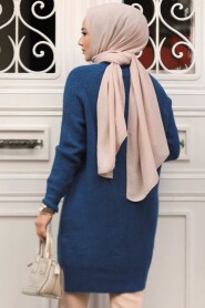 Modest İndigo Blue Knitwear Top 20085IM - 4