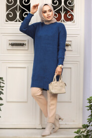 Modest İndigo Blue Knitwear Top 20085IM - 3