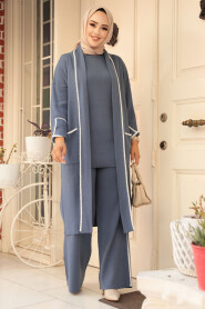 Modest İndigo Blue Knitwear Triple Suit 50182IM - 1