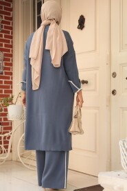 Modest İndigo Blue Knitwear Triple Suit 50182IM - 4