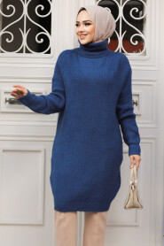 Modest İndigo Blue Knitwear Tunic 20223IM - 2