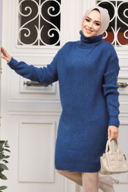 Modest İndigo Blue Knitwear Tunic 20223IM - 1