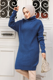 Modest İndigo Blue Knitwear Tunic 20223IM - 3