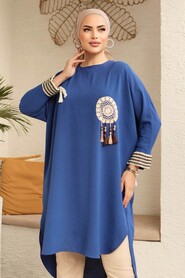 Modest İndigo Blue Long Sleeve Tunic 651IM - 1