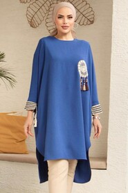 Modest İndigo Blue Long Sleeve Tunic 651IM - 2
