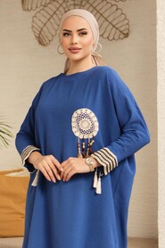 Modest İndigo Blue Long Sleeve Tunic 651IM - 3