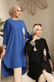 Modest İndigo Blue Long Sleeve Tunic 651IM - 6