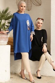 Modest İndigo Blue Long Sleeve Tunic 651IM - 7