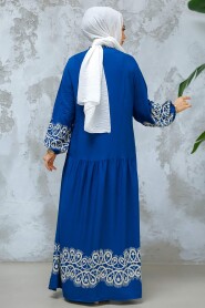 Modest İndigo Blue Maxi Dress 18237IM - 3