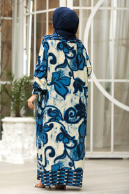 Modest İndigo Blue Maxi Dress 23171IM - 3