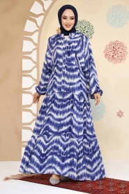 Modest İndigo Blue Maxi Dress 235806IM 