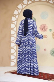 Modest İndigo Blue Maxi Dress 235806IM - 4