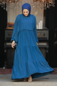 Modest İndigo Blue Maxi Dress 57353IM - 2