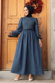 Modest İndigo Blue Maxi Dress 59861IM - 1