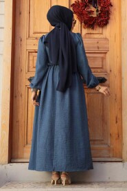 Modest İndigo Blue Maxi Dress 59861IM - 3