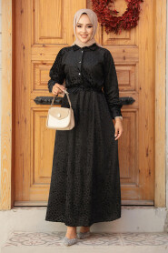 Modest İndigo Blue Maxi Dress 92690S - 1