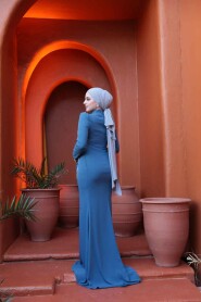 Modest İndigo Blue Prom Dress 4964IM - 3