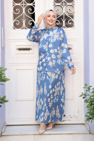 Modest İndigo Blue Skirted Dual Suit 13028IM - 1