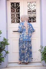 Modest İndigo Blue Skirted Dual Suit 13028IM - 4