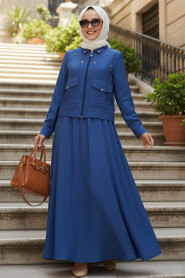 Modest İndigo Blue Skirted Dual Suit 44723IM 