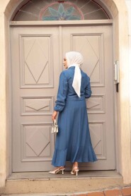 Modest İndigo Blue Skirted Dual Suit 44741IM - 4
