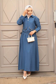 Modest İndigo Blue Skirted Dual Suit 44751IM - 2