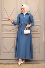 Modest İndigo Blue Skirted Dual Suit 44751IM - 3