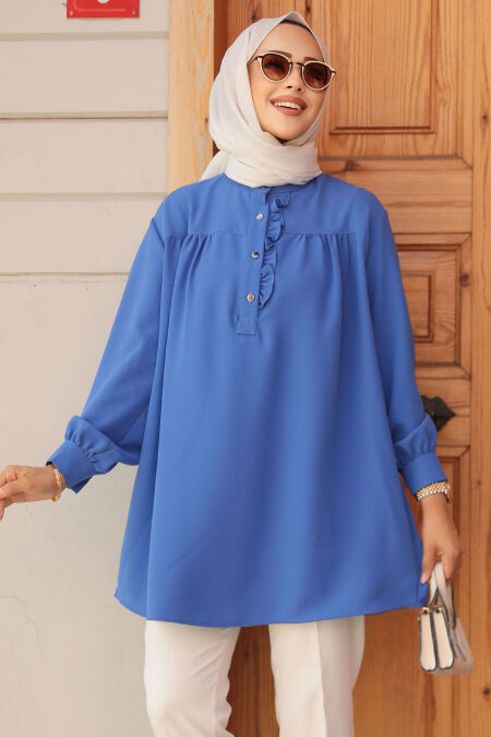 Modest İndigo Blue Top 19026IM - NEVA STYLE