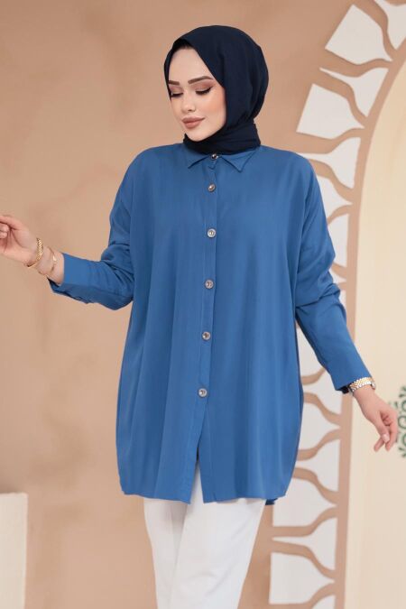 Modest İndigo Blue Top 20408IM - NEVA STYLE