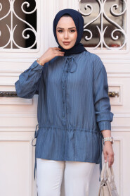 Modest İndigo Blue Top 32358IM - 3