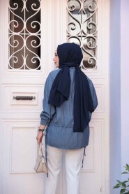 Modest İndigo Blue Top 32358IM - 4