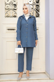 Modest İndigo Blue Triple Suit 104006IM - 2